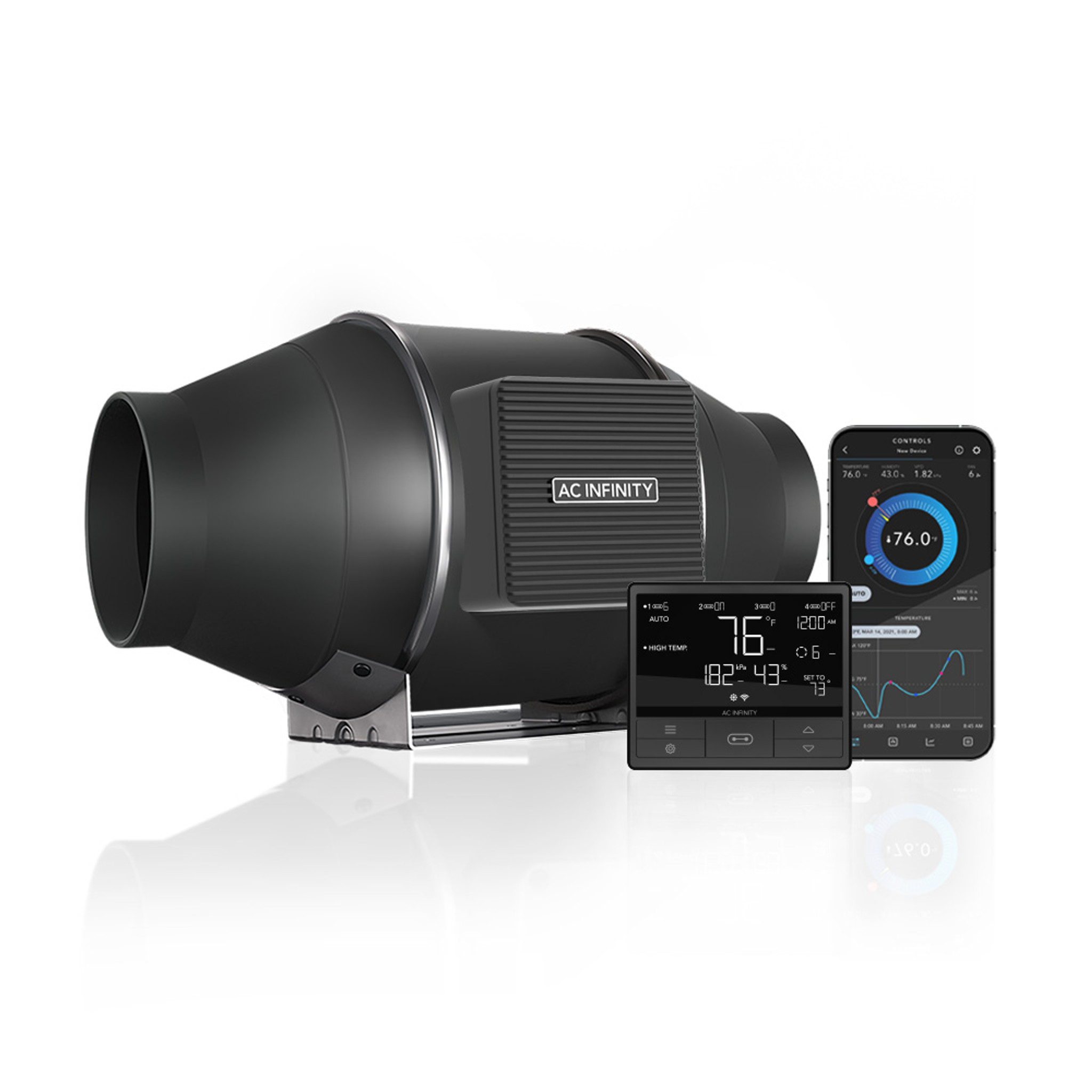 AC Infinity CLOUDLINE PRO T4 100mm 348m³/h mit Temperatur- und Feuchtigkeitssteuerung